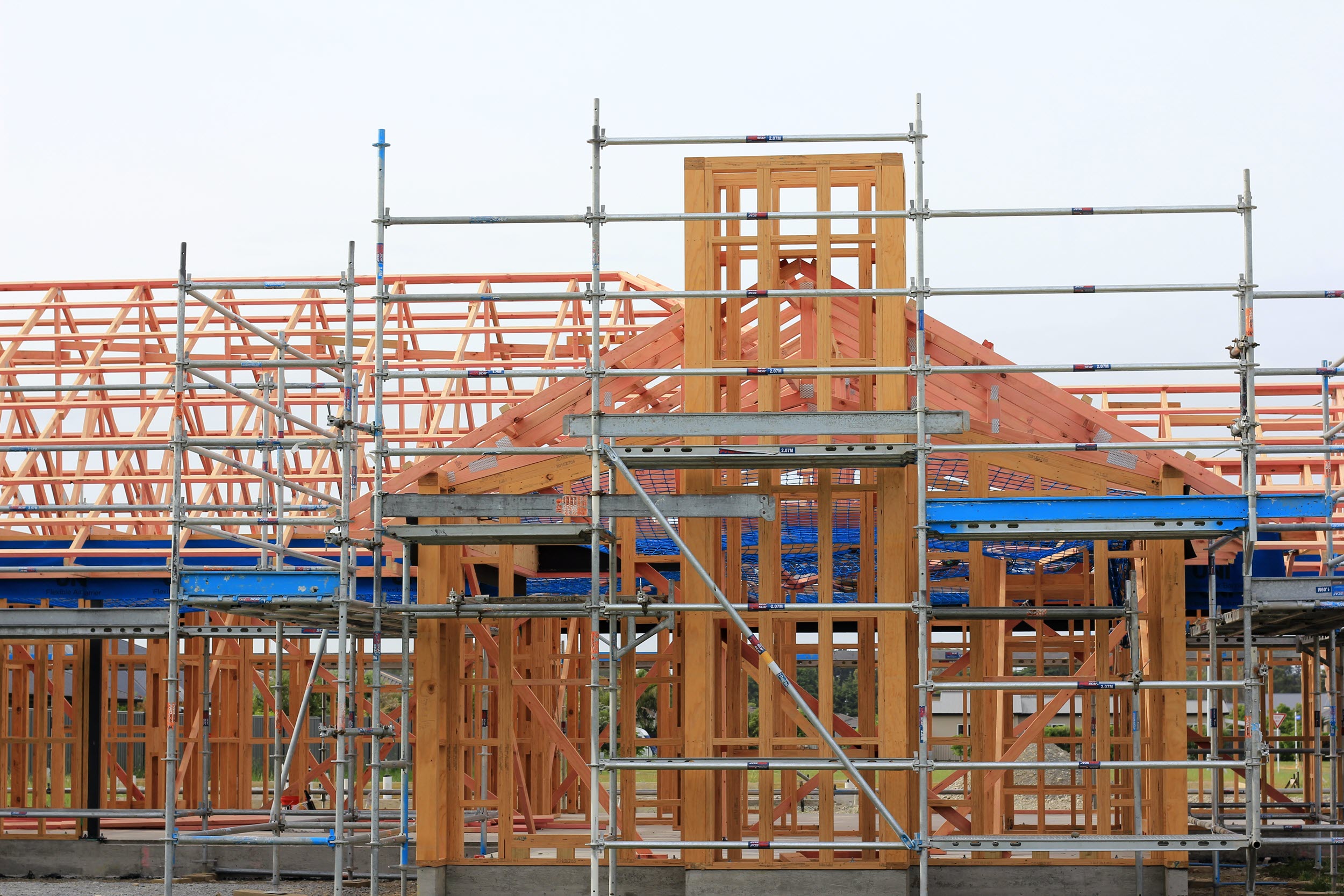 New housing development construction framing